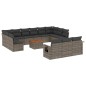 vidaXL Set de sofás de jardín 14 pzas con cojines ratán sintético gris vidaXL Set de sofás de jardín 14 pzas con cojines ratán sintético gris