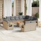 vidaXL Juego de sofás jardín con cojines beige mezcla 13 pzas ratán PE
