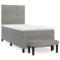 vidaXL Cama box spring con colchón terciopelo gris claro 80x200 cm vidaXL Cama box spring con colchón terciopelo gris claro 80x200 cm