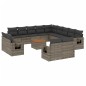 vidaXL Set de sofás de jardín 14 pzas con cojines ratán sintético gris vidaXL Set de sofás de jardín 14 pzas con cojines ratán sintético gris