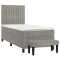 vidaXL Cama box spring con colchón terciopelo gris claro 80x200 cm vidaXL Cama box spring con colchón terciopelo gris claro 80x200 cm