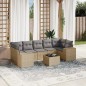 vidaXL Juego de sofás de jardín con cojines beige 8 pzas ratán PE vidaXL Juego de sofás de jardín con cojines beige 8 pzas ratán PE