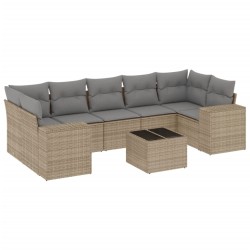 vidaXL Juego de sofás de jardín con cojines beige 8 pzas ratán PE
