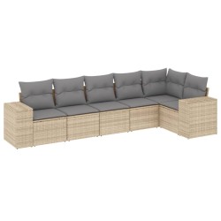 vidaXL Juego de sofás jardín con cojines 6 pzas ratán sintético beige