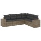 vidaXL Set de muebles de jardín 6 pzas y cojines ratán sintético gris vidaXL Set de muebles de jardín 6 pzas y cojines ratán sintético gris