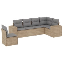 vidaXL Juego de sofás jardín con cojines 6 pzas ratán sintético beige
