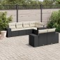 vidaXL Set de comedor de jardín 7 pzas y cojines ratán sintético negro vidaXL Set de comedor de jardín 7 pzas y cojines ratán sintético negro