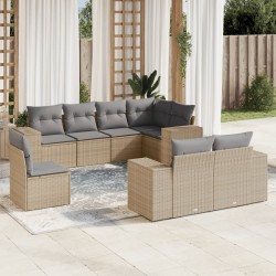 vidaXL Juego de sofás de jardín con cojines beige 8 pzas ratán PE