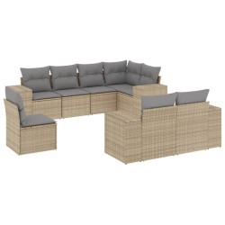 vidaXL Juego de sofás de jardín con cojines beige 8 pzas ratán PE