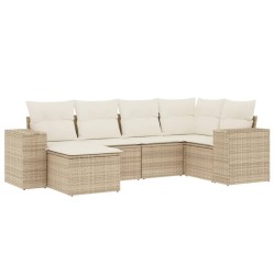 vidaXL Juego de sofás jardín con cojines 6 pzas ratán sintético beige
