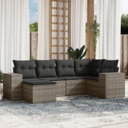 vidaXL Set de muebles de jardín 6 pzas y cojines ratán sintético gris