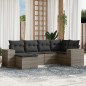 vidaXL Set de muebles de jardín 6 pzas y cojines ratán sintético gris vidaXL Set de muebles de jardín 6 pzas y cojines ratán sintético gris