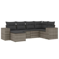 vidaXL Set de muebles de jardín 6 pzas y cojines ratán sintético gris