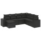 vidaXL Set de comedor de jardín 7 pzas y cojines ratán sintético negro vidaXL Set de comedor de jardín 7 pzas y cojines ratán sintético negro