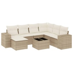 vidaXL Juego de sofás de jardín con cojines beige 8 pzas ratán PE