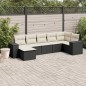 vidaXL Set de comedor de jardín 7 pzas y cojines ratán sintético negro vidaXL Set de comedor de jardín 7 pzas y cojines ratán sintético negro