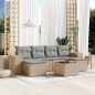 vidaXL Set sofás de jardín 7 piezas y cojines ratán sintético beige vidaXL Set sofás de jardín 7 piezas y cojines ratán sintético beige