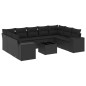 vidaXL Set de sofás de jardín 10 pzas cojines ratán sintético negro vidaXL Set de sofás de jardín 10 pzas cojines ratán sintético negro