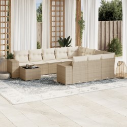 vidaXL Set de sofás de jardín 11pzas con cojines ratán sintético beige