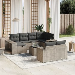 vidaXL Set de sofás de jardín 11 pzas y cojines ratán sintético gris
