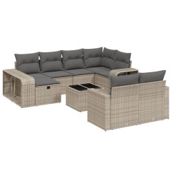 vidaXL Set de sofás de jardín 11 pzas y cojines ratán sintético gris