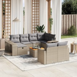 vidaXL Set de sofás de jardín 11pzas con cojines ratán sintético beige