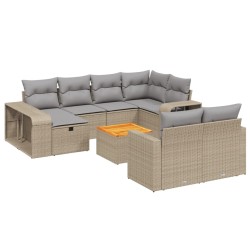vidaXL Set de sofás de jardín 11pzas con cojines ratán sintético beige