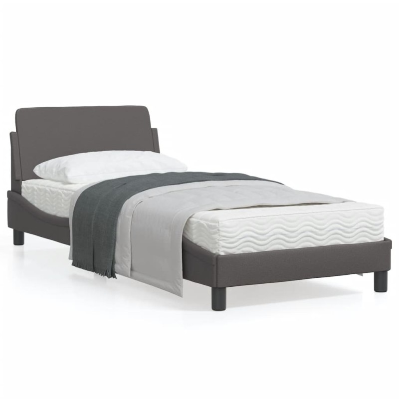 vidaXL Estructura de cama con cabecero cuero sintético gris 80x200 cm vidaXL Estructura de cama con cabecero cuero sintético gris 80x200 cm