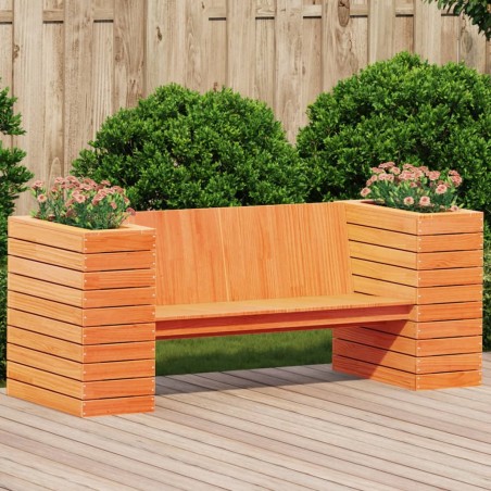vidaXL Banco con jardineras madera de pino marrón cera 167,5x60x65 cm