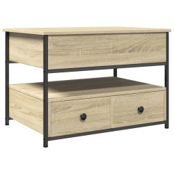 vidaXL Mesa de centro madera ingeniería metal roble Sonoma 70x50x50 cm