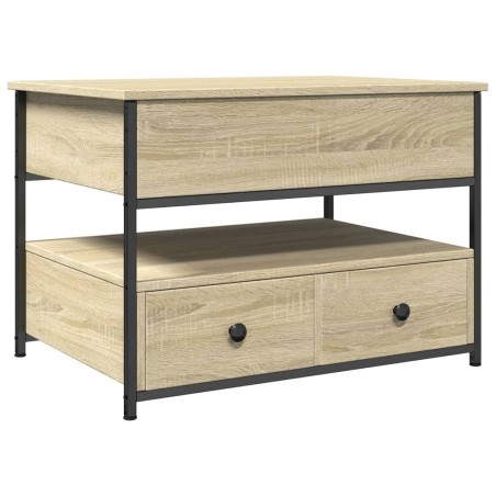 vidaXL Mesa de centro madera ingeniería metal roble Sonoma 70x50x50 cm