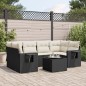 vidaXL Set de comedor de jardín 7 pzas y cojines ratán sintético negro vidaXL Set de comedor de jardín 7 pzas y cojines ratán sintético negro