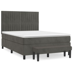 vidaXL Cama box spring con colchón terciopelo gris oscuro 140x190 cm