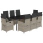 vidaXL Set comedor de jardín 9 pzas cojines ratán sintético gris claro vidaXL Set comedor de jardín 9 pzas cojines ratán sintético gris claro