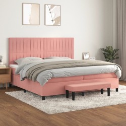 vidaXL Cama box spring con colchón terciopelo rosa 200x200 cm