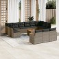 vidaXL Set de sofás de jardín 14 pzas con cojines ratán sintético gris vidaXL Set de sofás de jardín 14 pzas con cojines ratán sintético gris