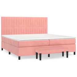 vidaXL Cama box spring con colchón terciopelo rosa 200x200 cm