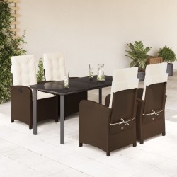 vidaXL Set comedor de jardín 5 piezas y cojines ratán sintético marrón