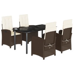 vidaXL Set comedor de jardín 5 piezas y cojines ratán sintético marrón