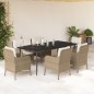 vidaXL Set comedor de jardín 7 pzas con cojines ratán sintético beige vidaXL Set comedor de jardín 7 pzas con cojines ratán sintético beige
