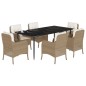 vidaXL Set comedor de jardín 7 pzas con cojines ratán sintético beige vidaXL Set comedor de jardín 7 pzas con cojines ratán sintético beige
