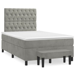 vidaXL Cama box spring con colchón terciopelo gris claro 120x200 cm
