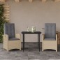 vidaXL Set comedor de jardín 3 pzas con cojines ratán sintético beige vidaXL Set comedor de jardín 3 pzas con cojines ratán sintético beige