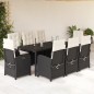 vidaXL Set de comedor de jardín 9 pzas y cojines ratán sintético negro