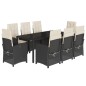 vidaXL Set de comedor de jardín 9 pzas y cojines ratán sintético negro