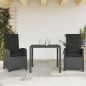 vidaXL Set comedor de jardín 3 pzas con cojines ratán sintético negro vidaXL Set comedor de jardín 3 pzas con cojines ratán sintético negro