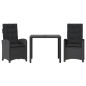 vidaXL Set comedor de jardín 3 pzas con cojines ratán sintético negro vidaXL Set comedor de jardín 3 pzas con cojines ratán sintético negro