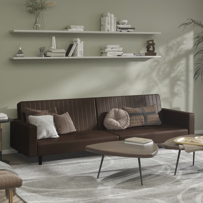 vidaXL Sofá cama de 2 plazas cuero sintético marrón vidaXL Sofá cama de 2 plazas cuero sintético marrón