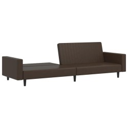vidaXL Sofá cama de 2 plazas cuero sintético marrón