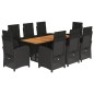 vidaXL Set de comedor de jardín 9 pzas y cojines ratán sintético negro vidaXL Set de comedor de jardín 9 pzas y cojines ratán sintético negro